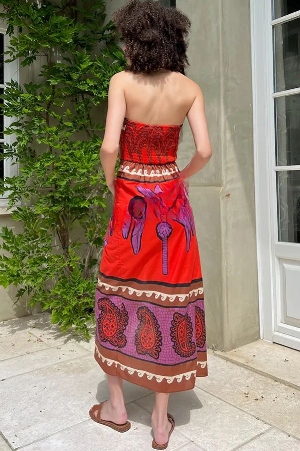 THE BOTANICAL | STRETCHY TUBE TOP HIGH WAIST SLIT MAXI DRESS