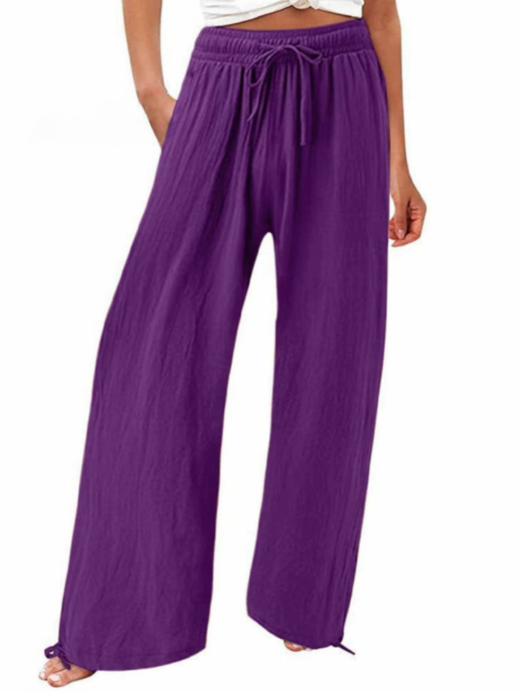 THE MAELYN | COTTON & LINEN WIDE LEG CASUAL PANTS