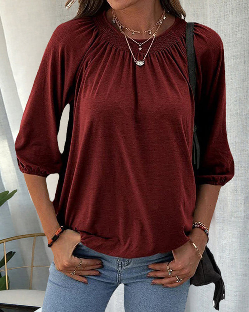 THE MELINA | RELAXED 3/4 SLEEVE CREW TEE