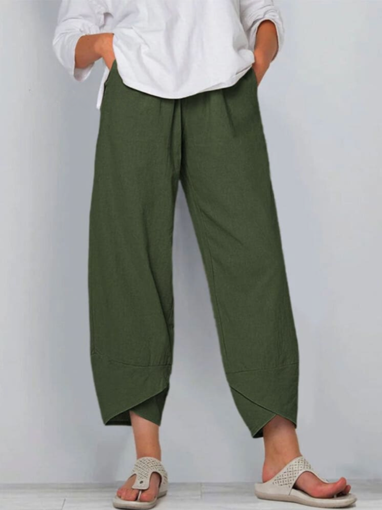 THE ELIORA PANTS | RELAXED COTTON-LINEN NINTH TROUSERS