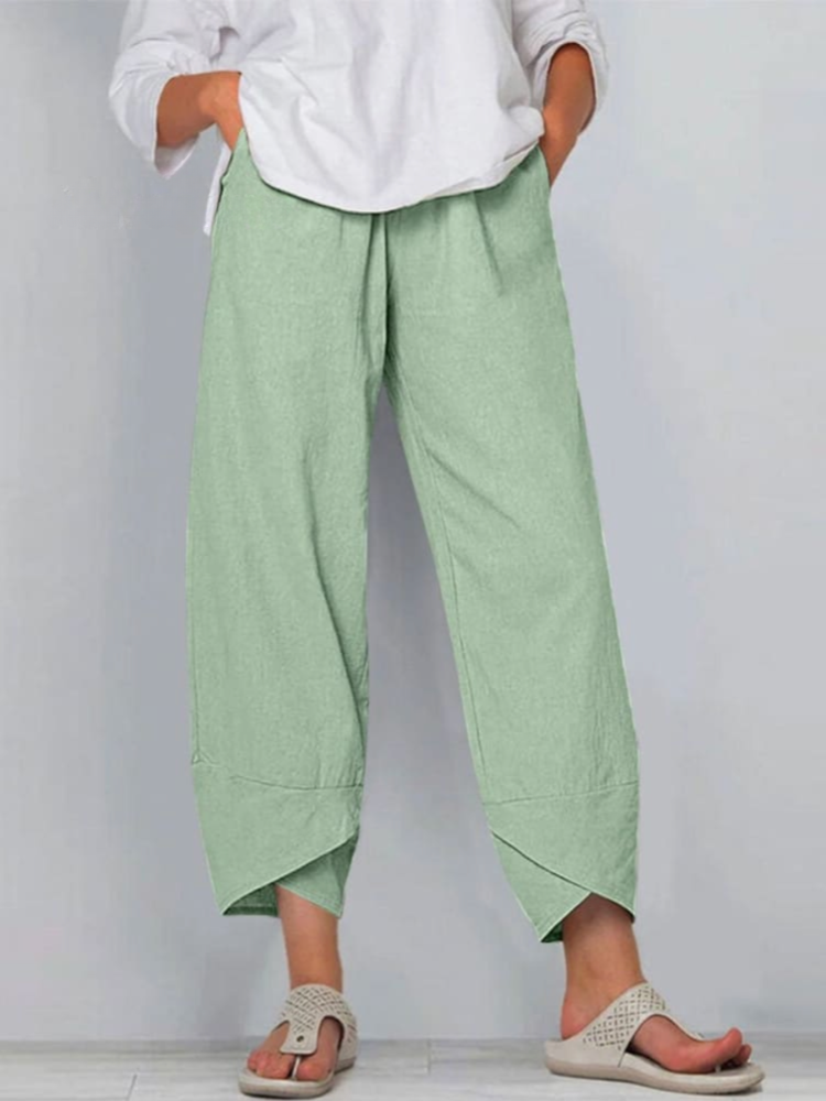 THE ELIORA PANTS | RELAXED COTTON-LINEN NINTH TROUSERS