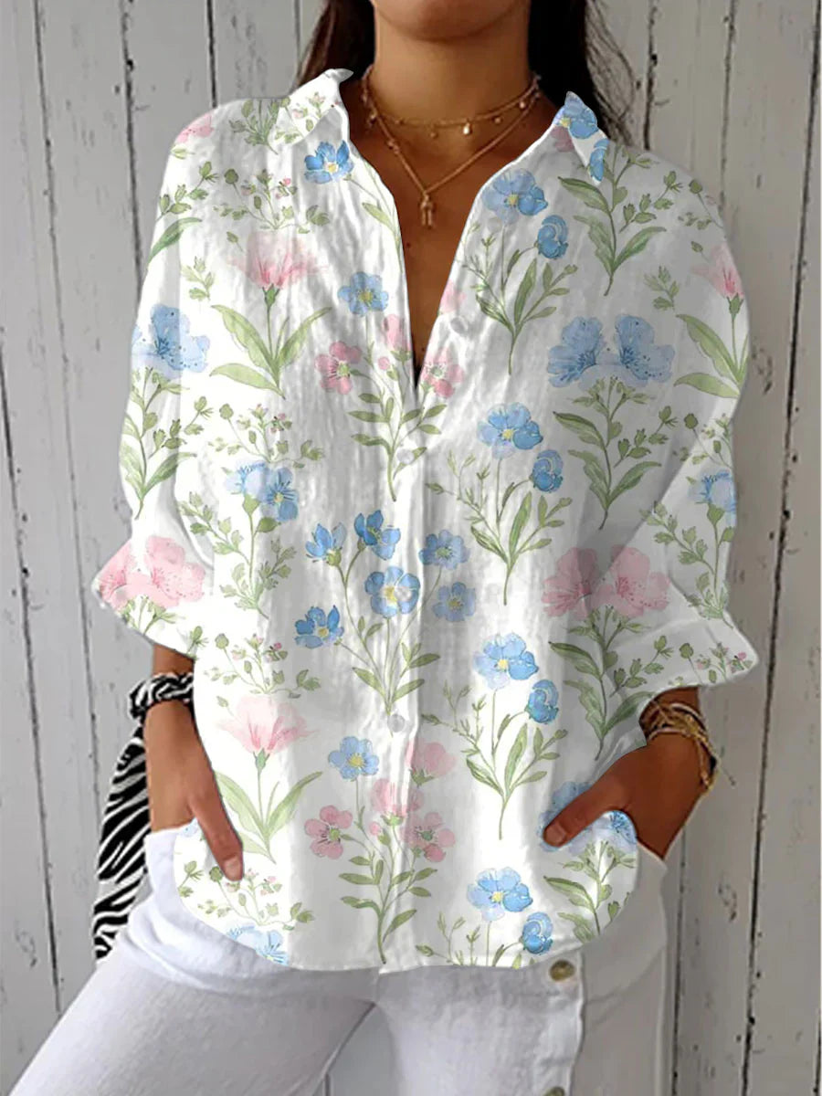 THE MARISSA | VINTAGE FLORAL LINEN SHIRT