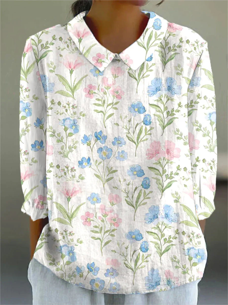 THE MARISSA | VINTAGE FLORAL LINEN SHIRT
