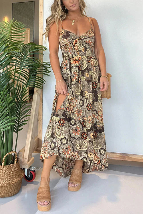 THE LYNN | LACE-UP SLIT MAXI CAMI DRESS