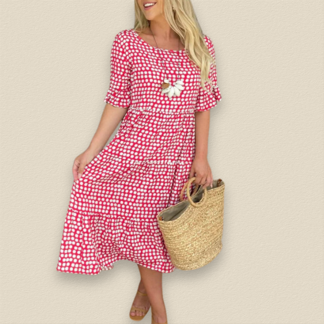 THE SERENE | RUFFLE-SLEEVE MIDI DRESS