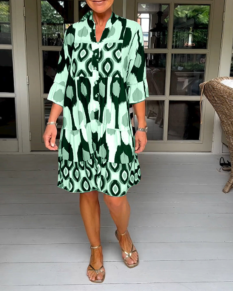 THE LIA | PRINTED 3/4 SLEEVE DRESS