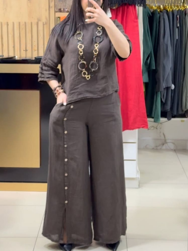 THE EMMELYN | LINEN BLEND SHIRT & PANTS SET