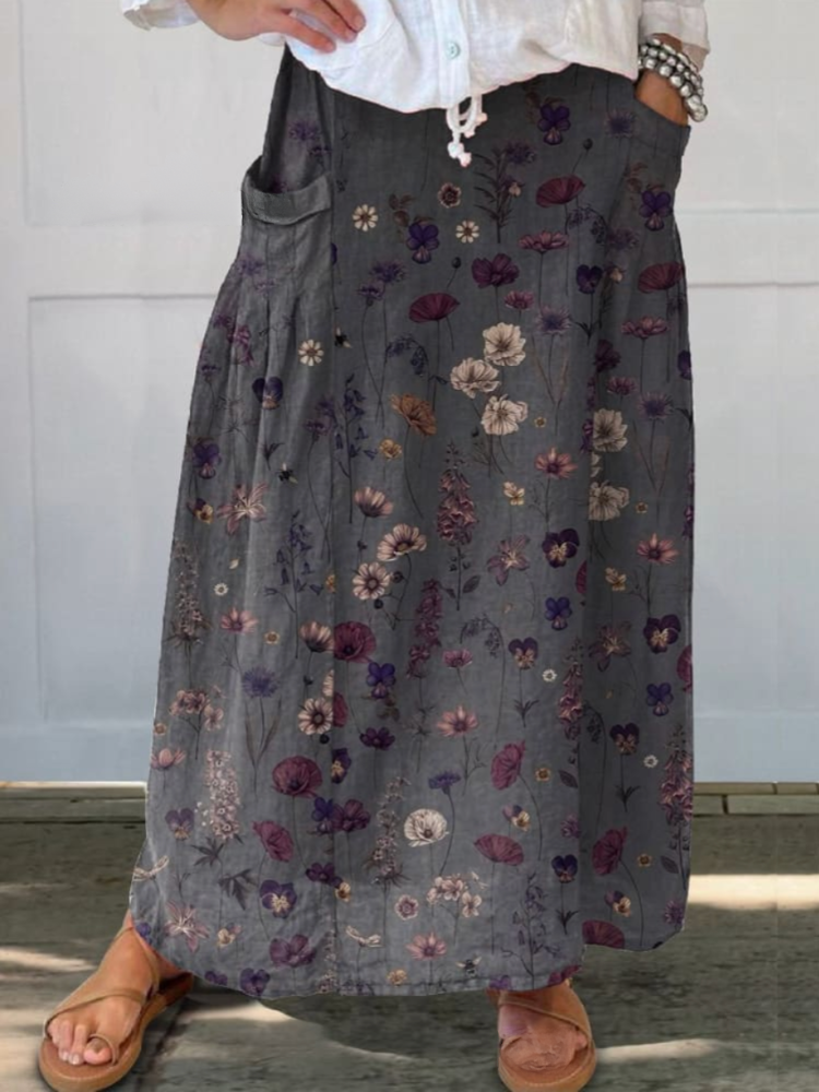 THE FLORELLA | ART PRINT LINEN POCKET SKIRT