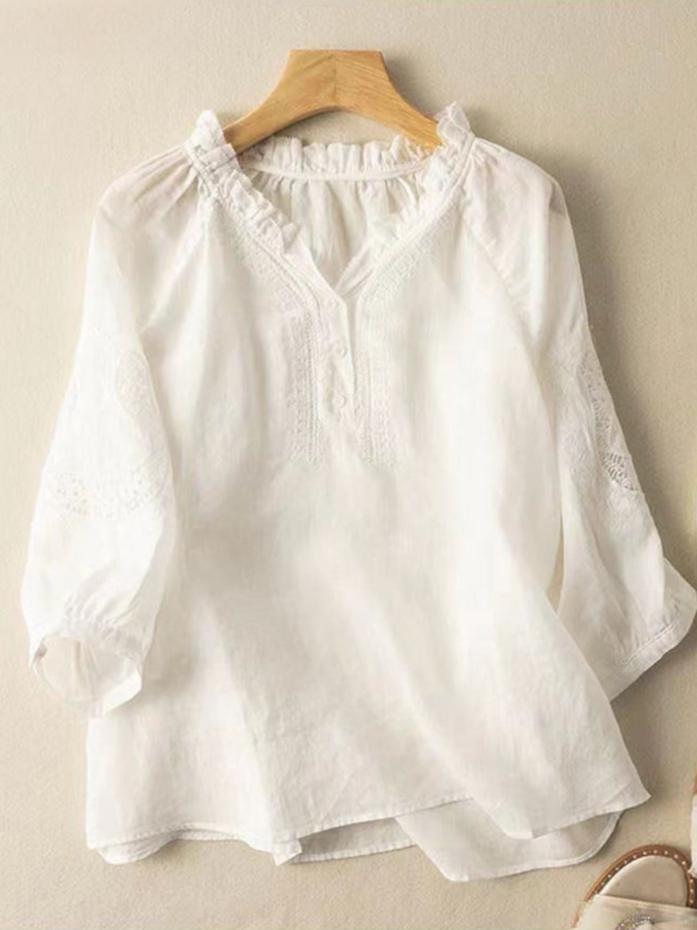 THE AMARA | EMBROIDERED COTTON-LINEN BLOUSE