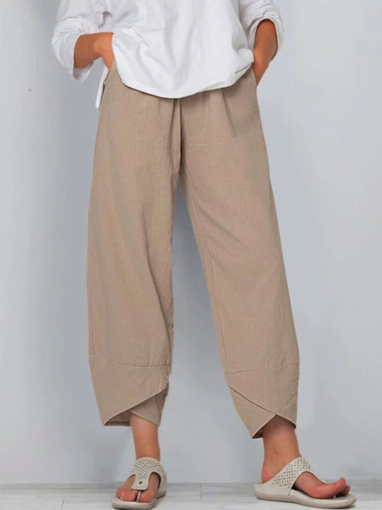 THE ELIORA PANTS | RELAXED COTTON-LINEN NINTH TROUSERS