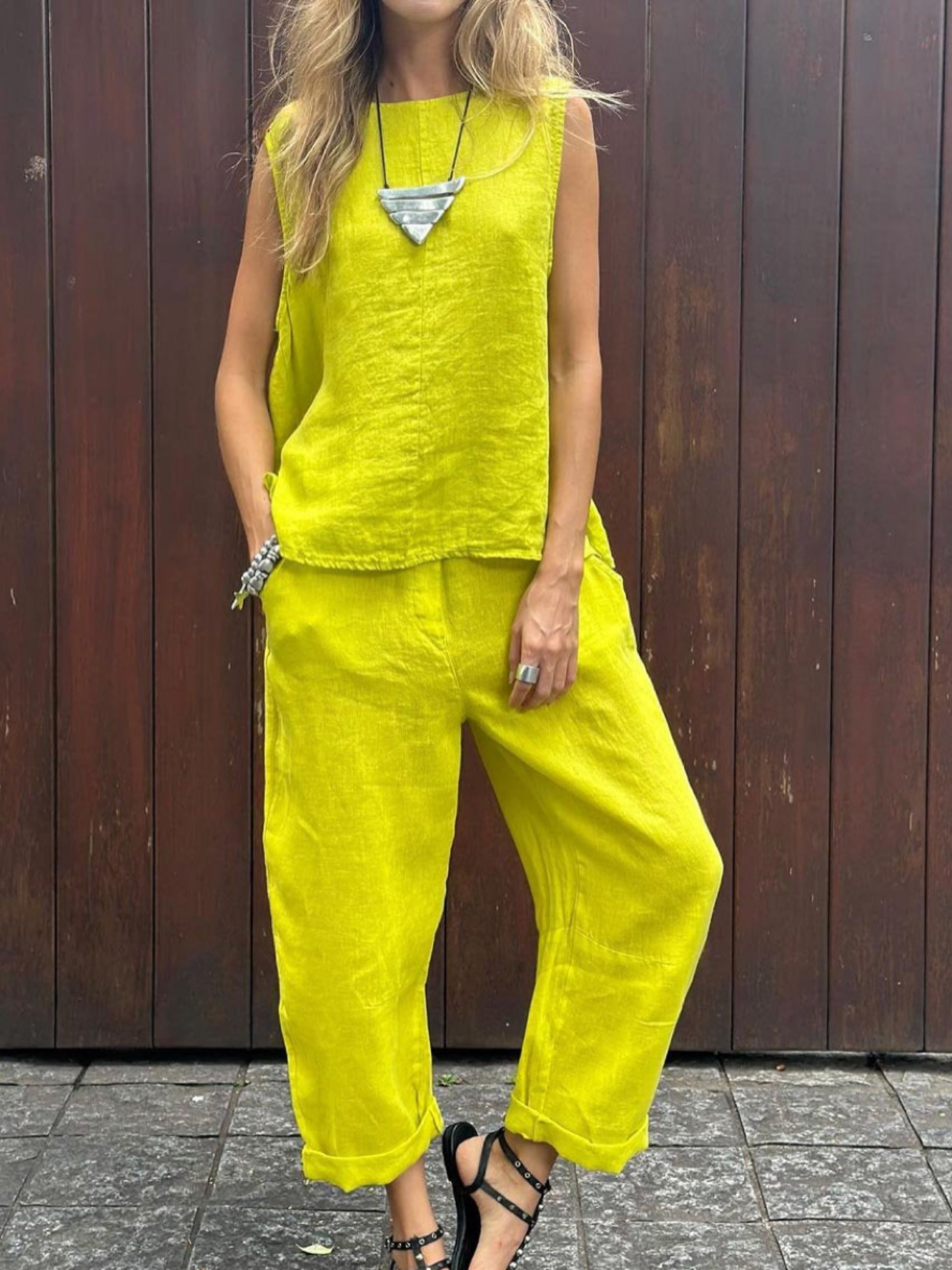 THE RAYA | LINEN-COTTON TANK & PANTS SET
