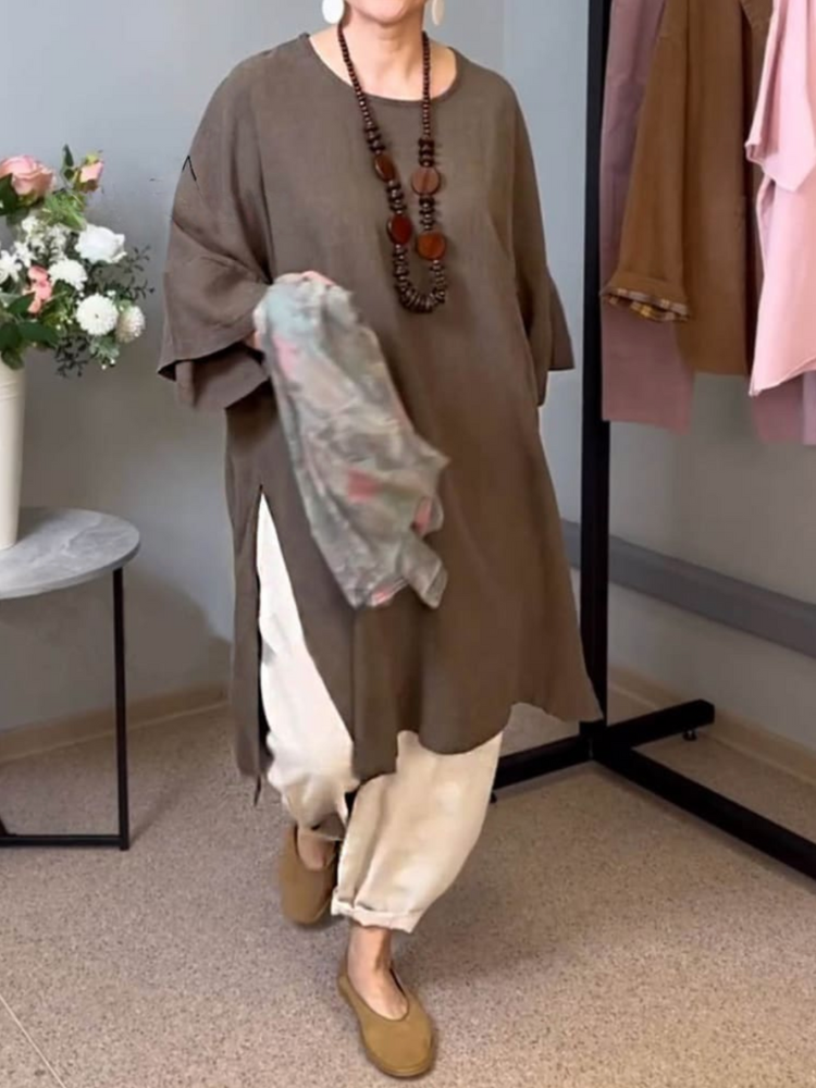 THE LUNARIA | RELAXED COTTON SPLIT-HEM TUNIC
