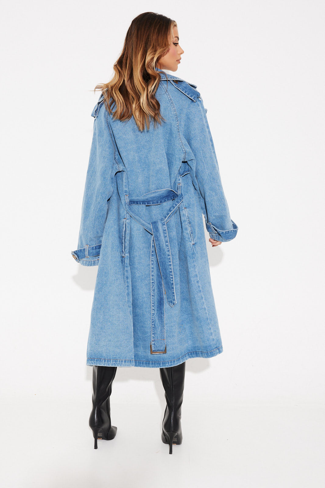 THE ASHLEY | TRENCH COAT BLUE DENIM