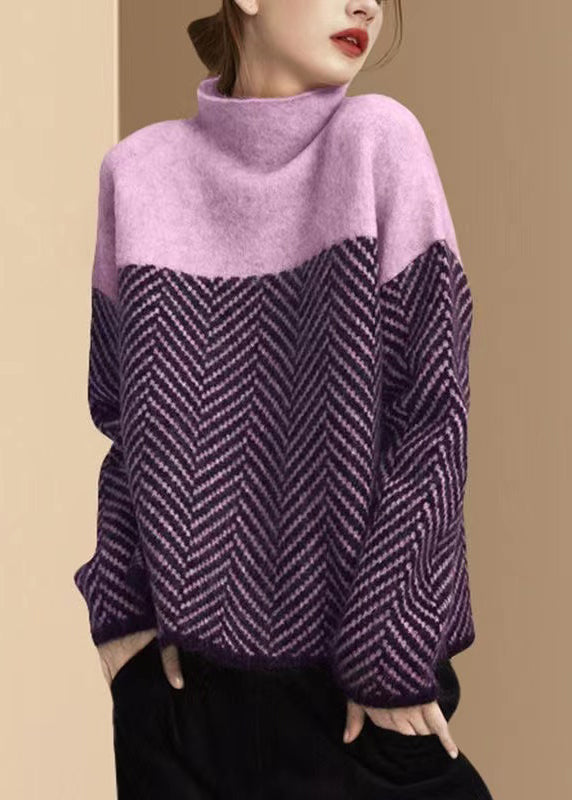 THE YURENA | PATCHWORK KNIT TURTLENECK SWEATER