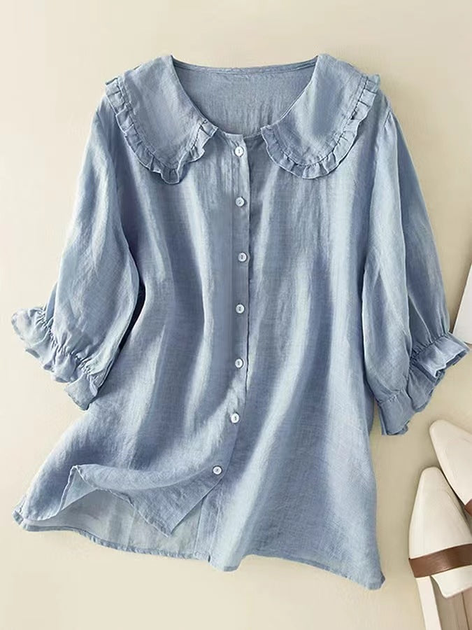 THE ELOISE | PETER PAN COLLAR COTTON SHIRT