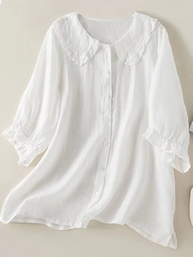 THE ELOISE | PETER PAN COLLAR COTTON SHIRT