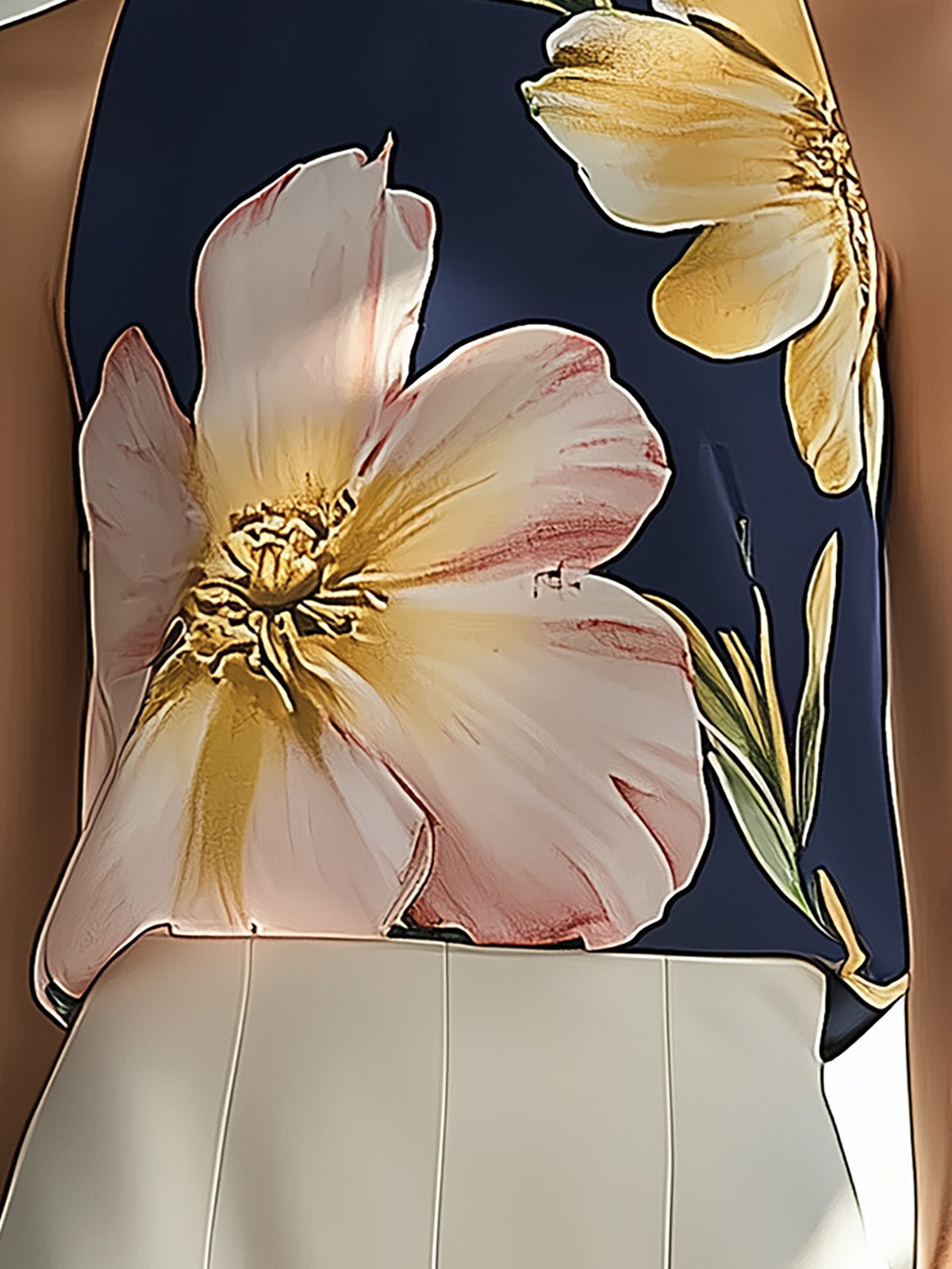 THE MIDNIGHT BLOOM | SATIN FLORAL SLEEVELESS TOP