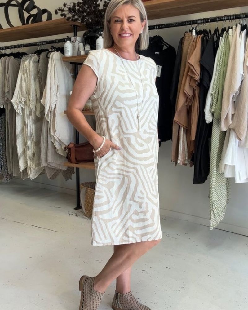 NELORA | PRINTED ROUND-NECK SUMMER DRESS