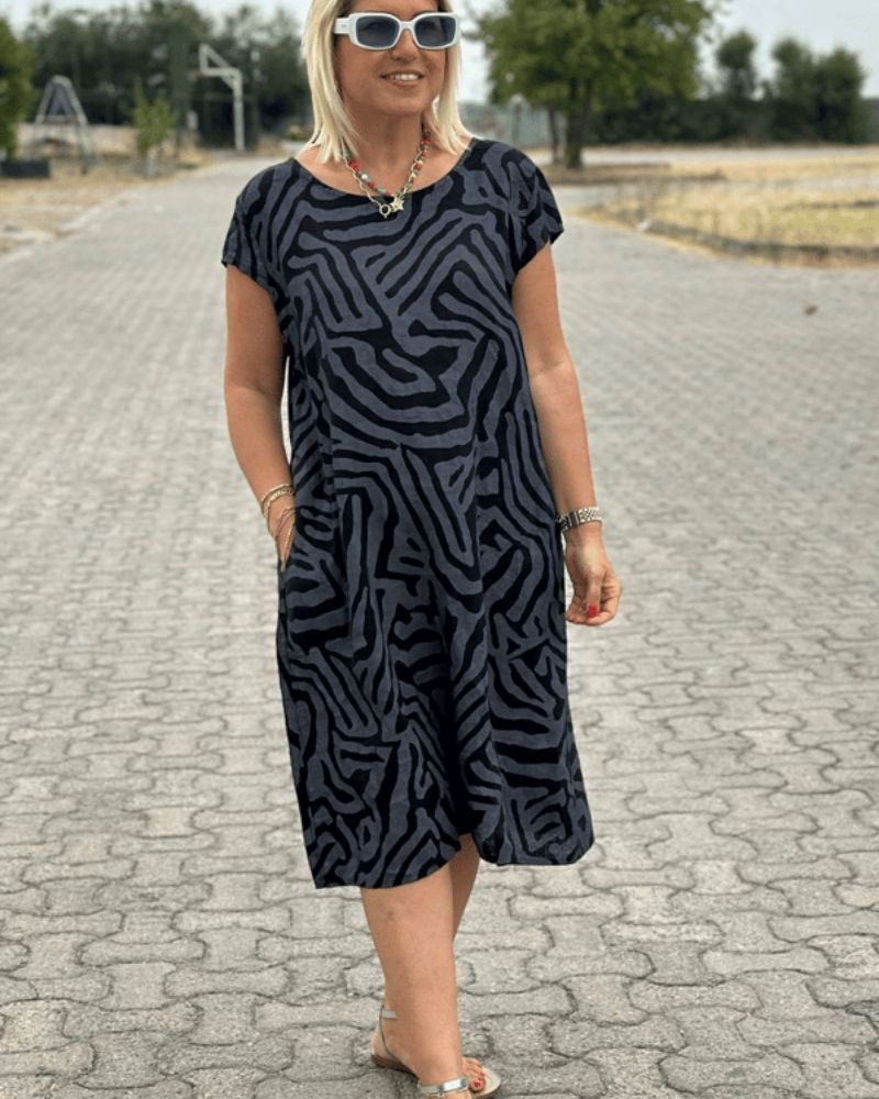 NELORA | PRINTED ROUND-NECK SUMMER DRESS