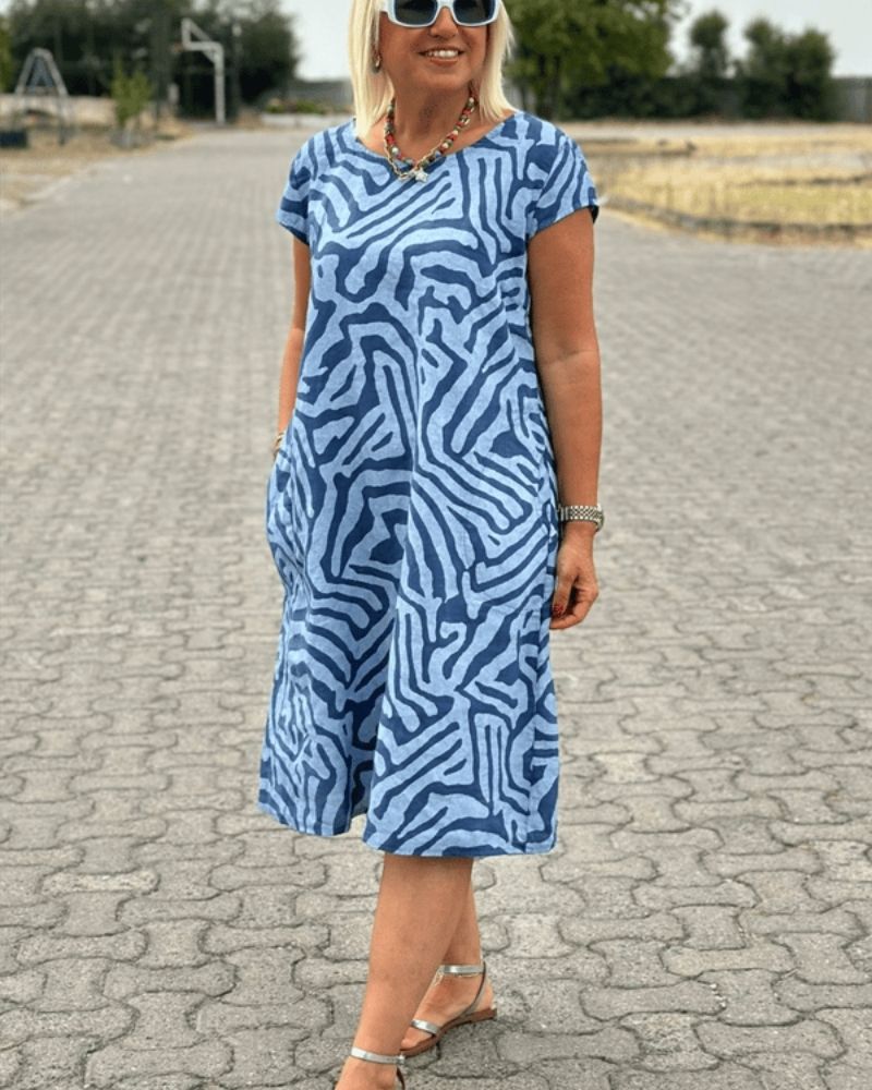 NELORA | PRINTED ROUND-NECK SUMMER DRESS