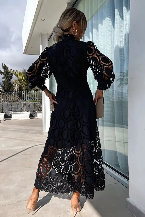 THE AMARIS | CROCHET LACE MIDI DRESS