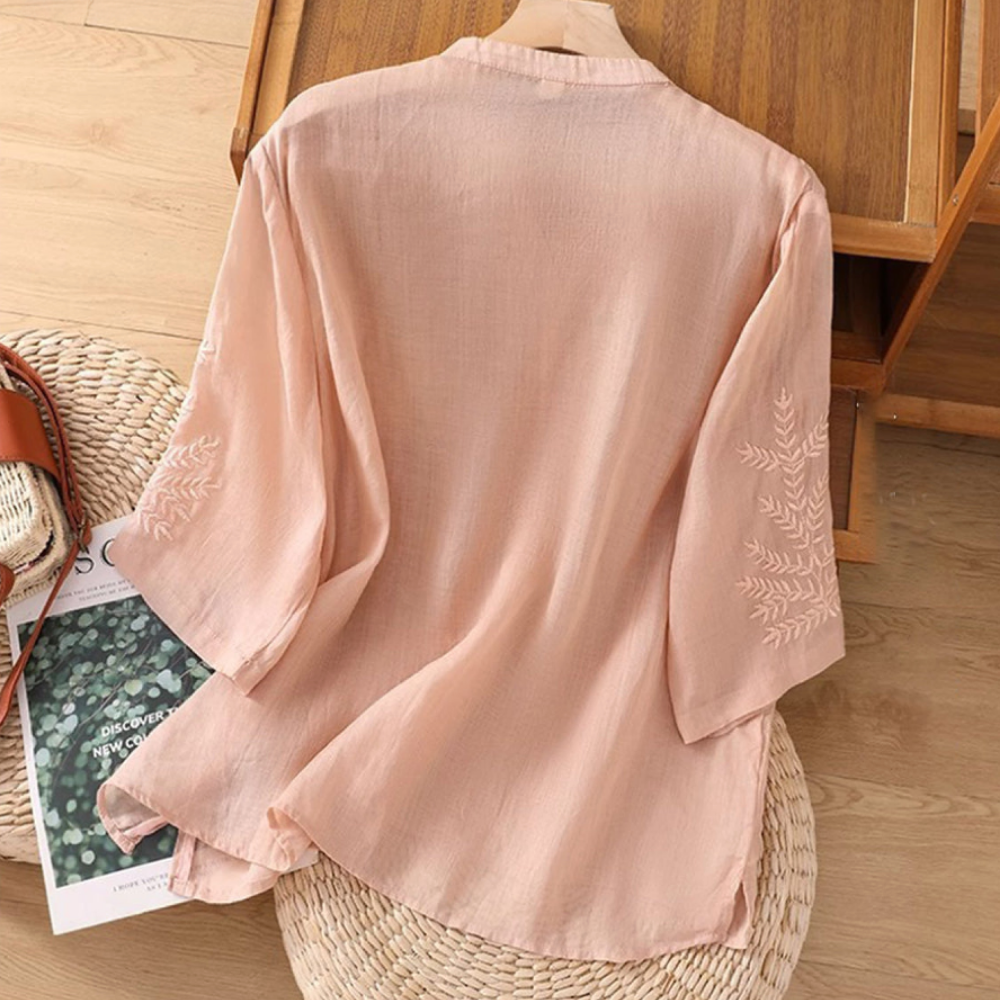 THE MAIREN | EMBROIDERED LINEN BLOUSE