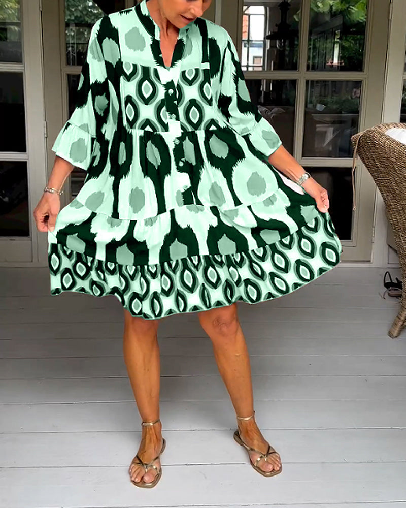THE LIA | PRINTED 3/4 SLEEVE DRESS