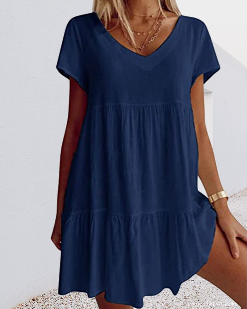 THE LIVIA | RELAXED SHORT SLEEVE COTTON DRESS