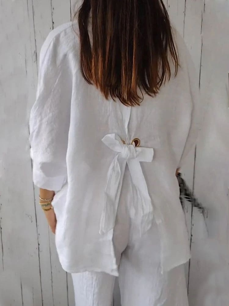 THE ELARA | TIE-BACK LINEN SHIRT