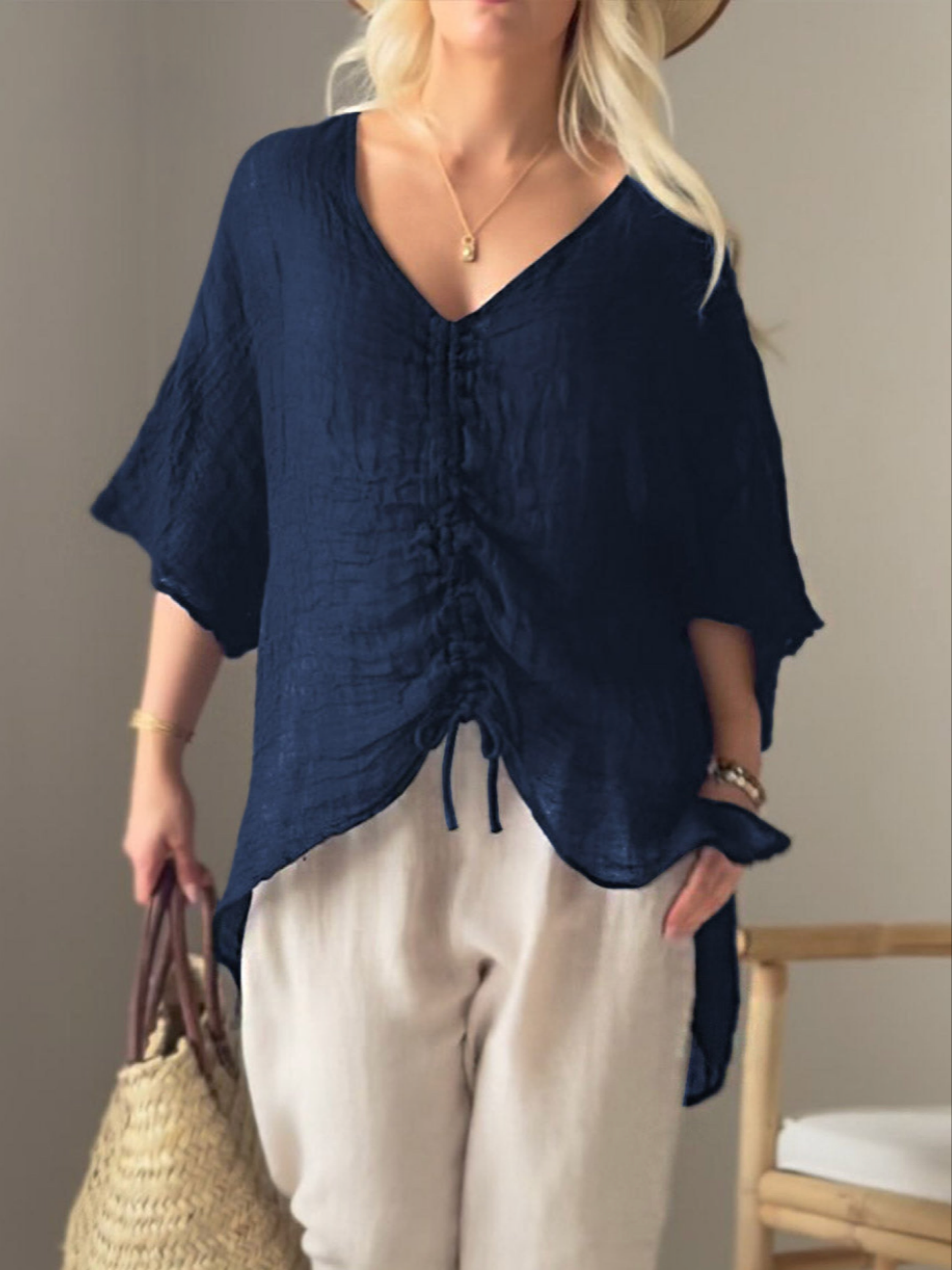 THE MARISE | DRAWSTRING COTTON BLOUSE