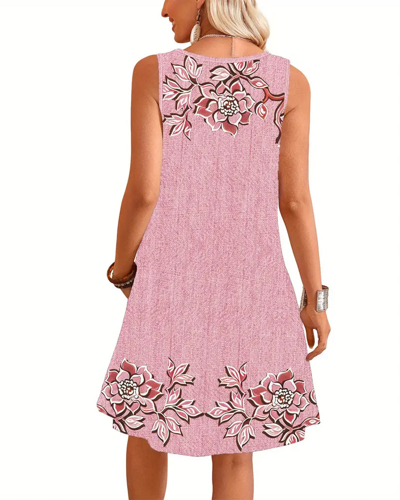 THE DELAVEA | SLEEVELESS DENIM-LOOK DRESS