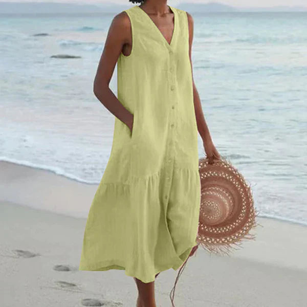 THE ELANORA | SLEEVELESS LINEN SHIRT DRESS