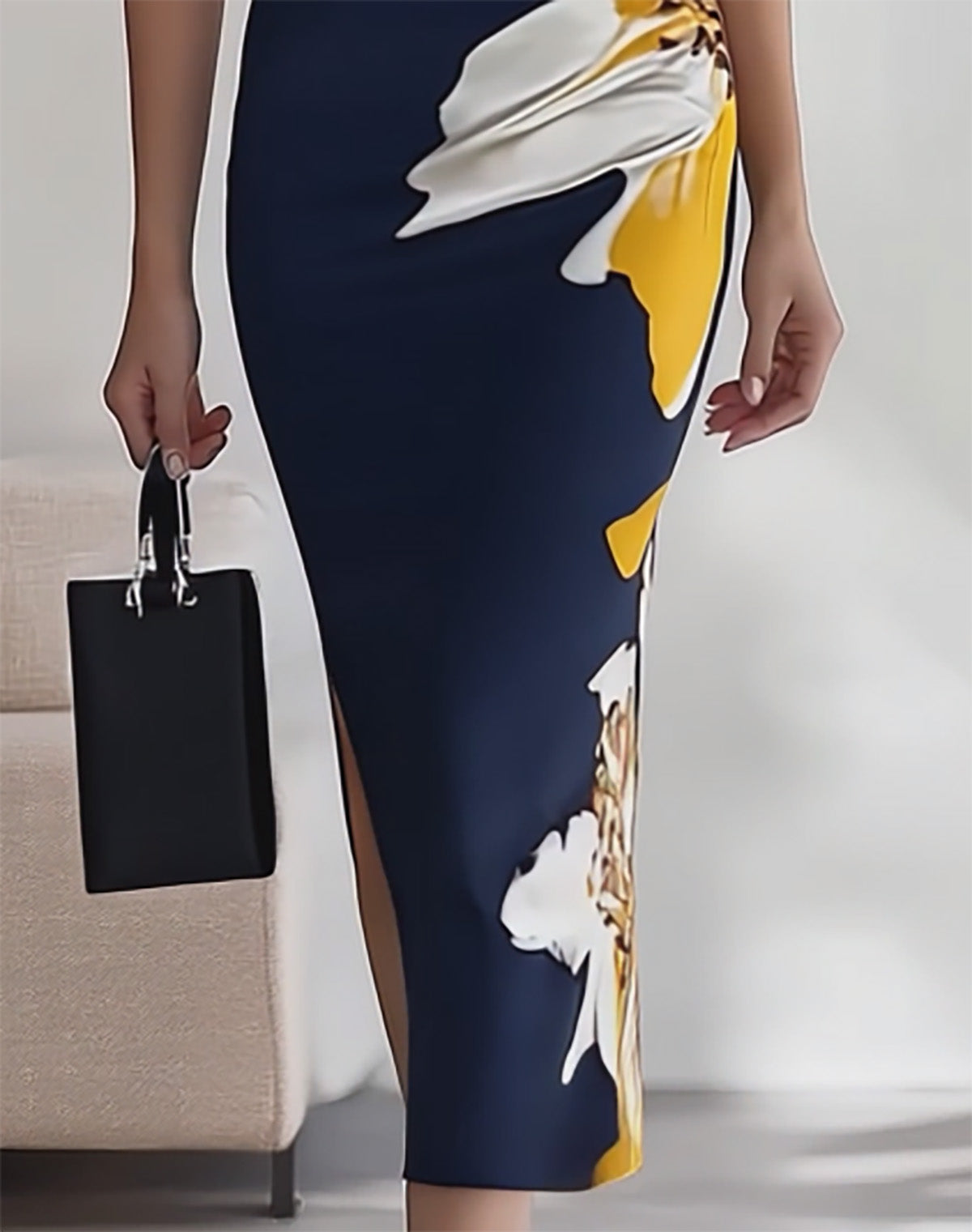 THE AZURA | FLORAL V-NECK SLEEVELESS DRESS