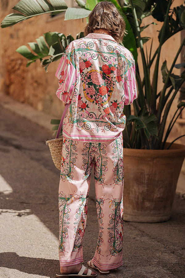 THE GLORIA | LOOSE BLOUSE AND ELASTIC WAIST POCKETED PANTS SET
