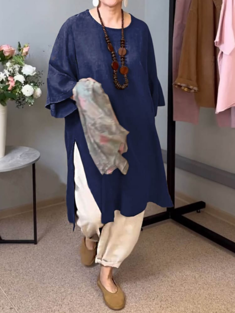 THE LUNARIA | RELAXED COTTON SPLIT-HEM TUNIC