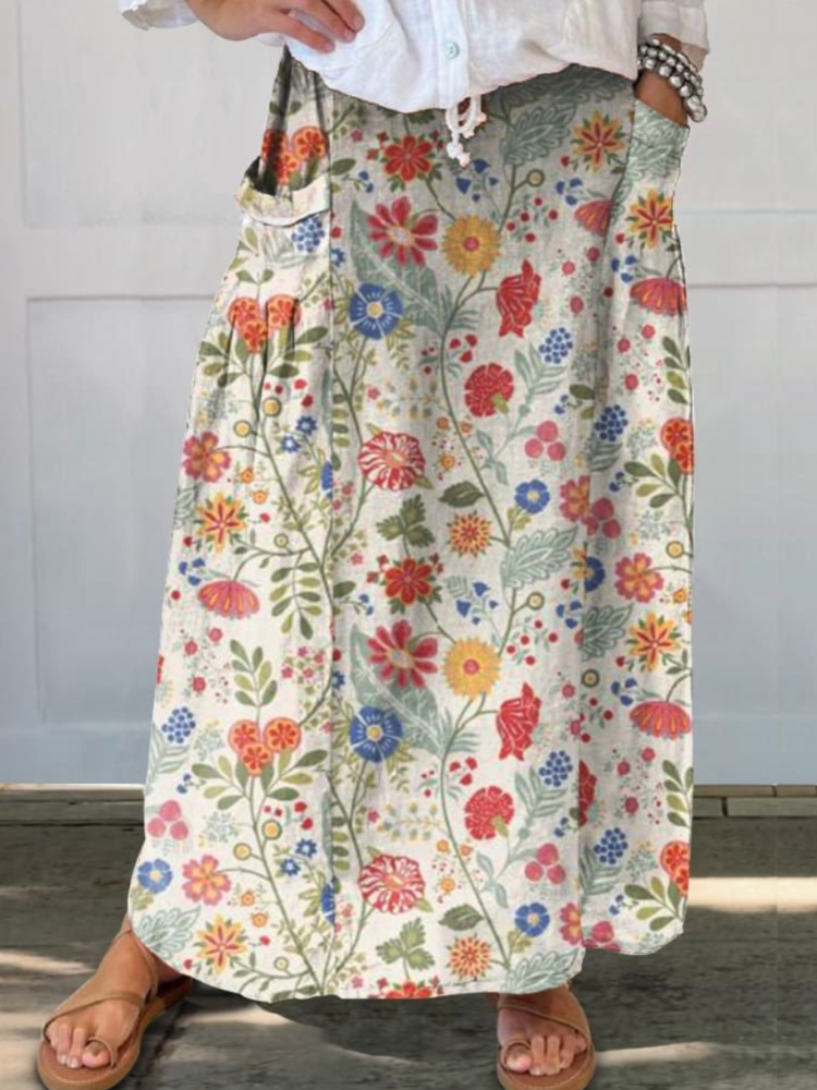 THE LORETTA | FLORAL ART PRINT LINEN SHIRT