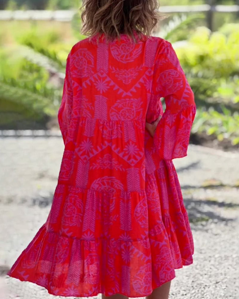 THE AYLA | BOHO GEOMETRIC PRINT DRESS