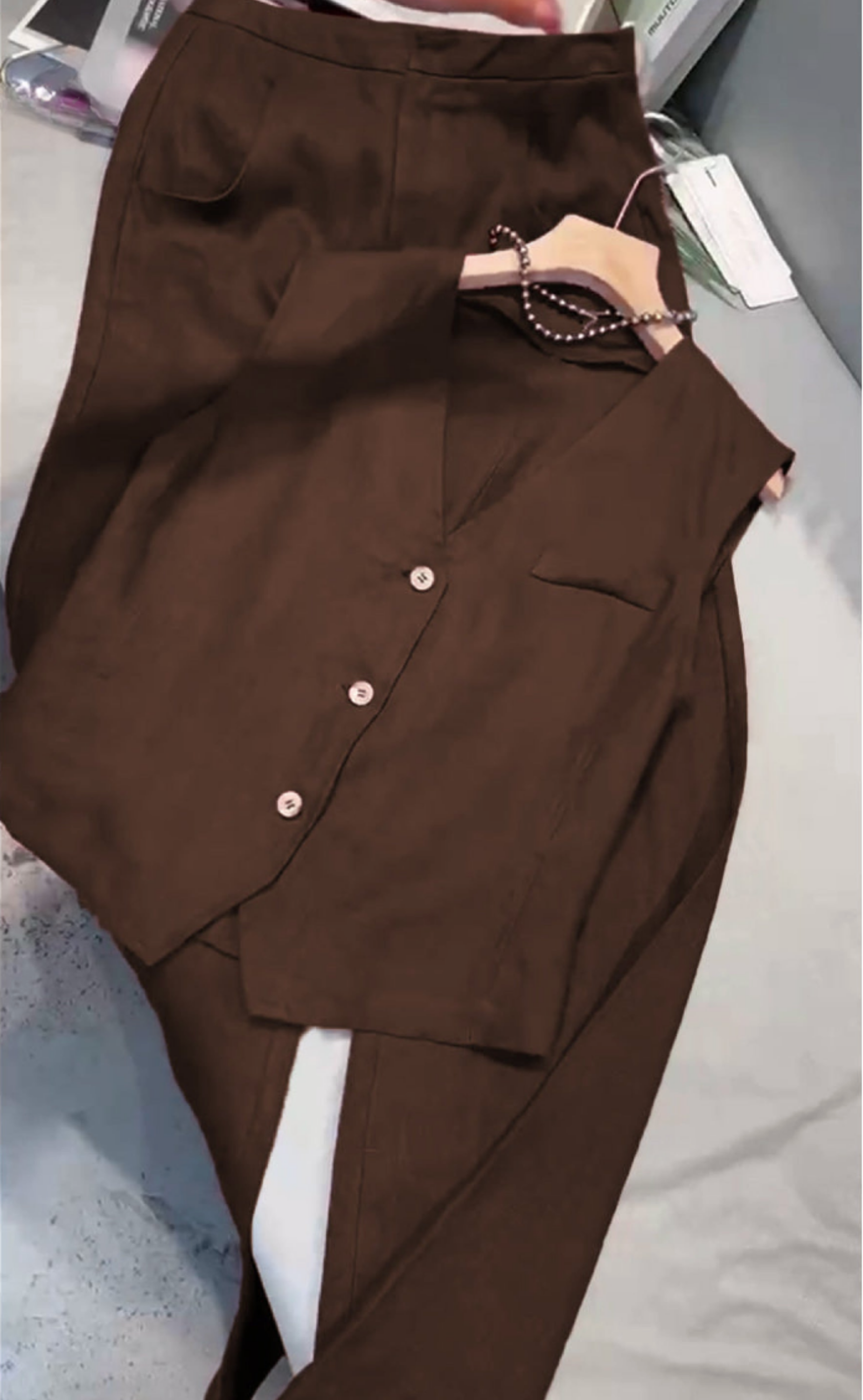 THE AURELIA | COTTON LINEN VEST & PANTS SET