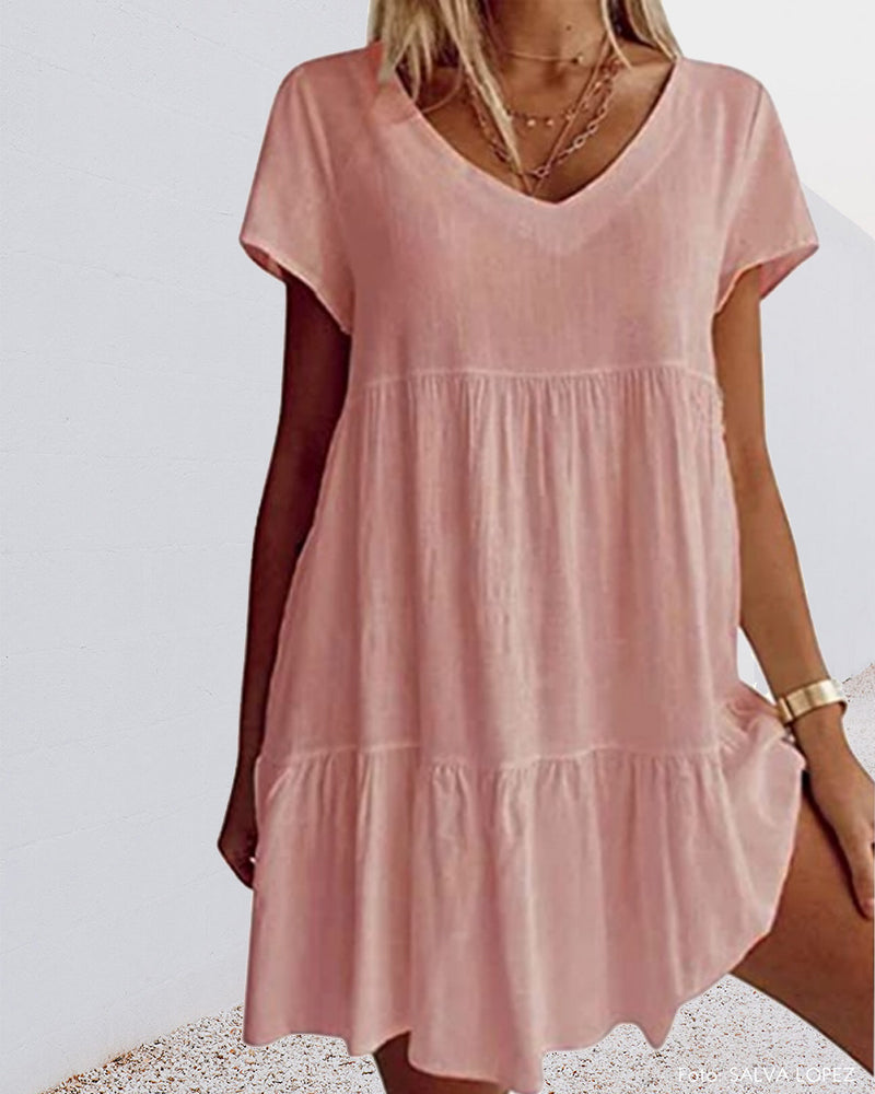 THE LIVIA | RELAXED SHORT SLEEVE COTTON DRESS