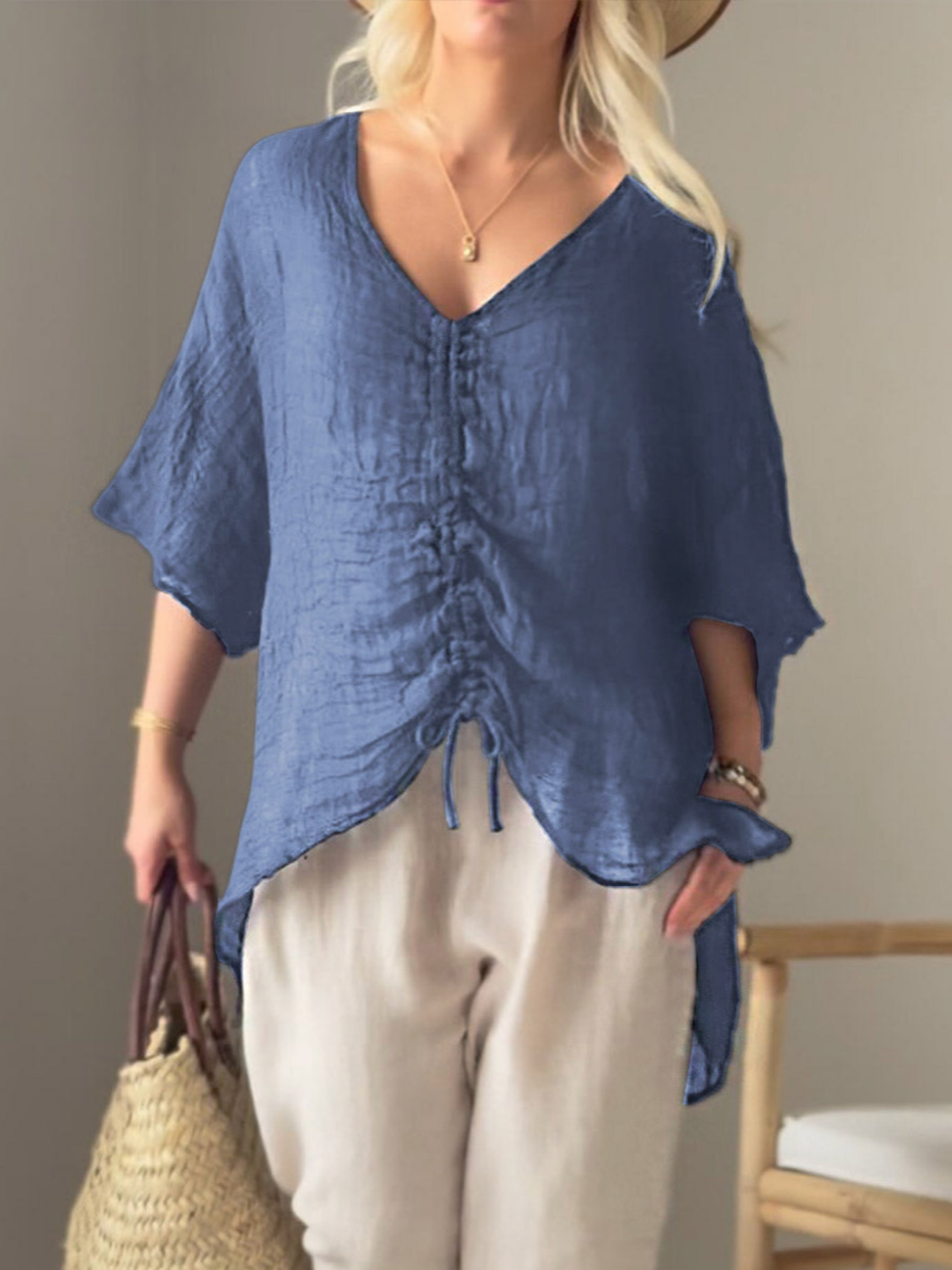 THE MARISE | DRAWSTRING COTTON BLOUSE