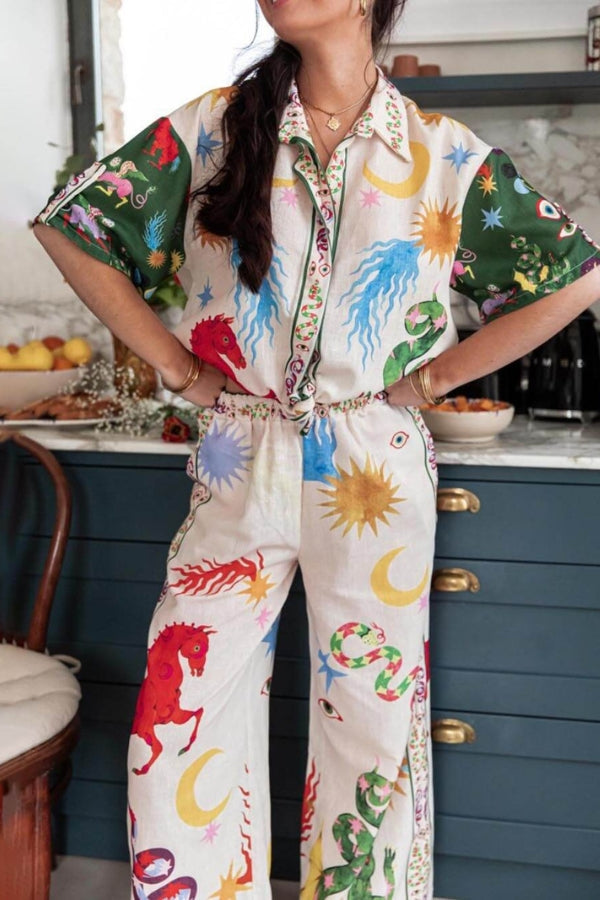 THE LISA | LOOSE SHIRT AND ELASTIC WAIST PANTS SET