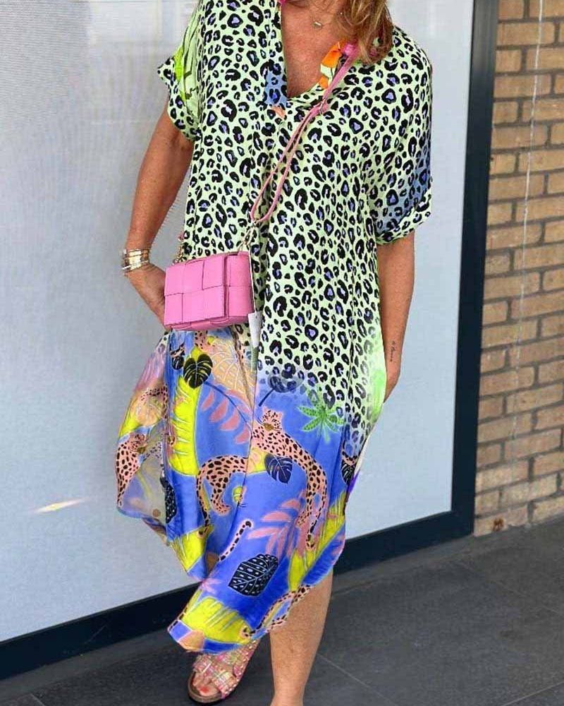 THE ANNE | CASUAL DRESS LEOPARD PRINT AND SHORT SLEEVES