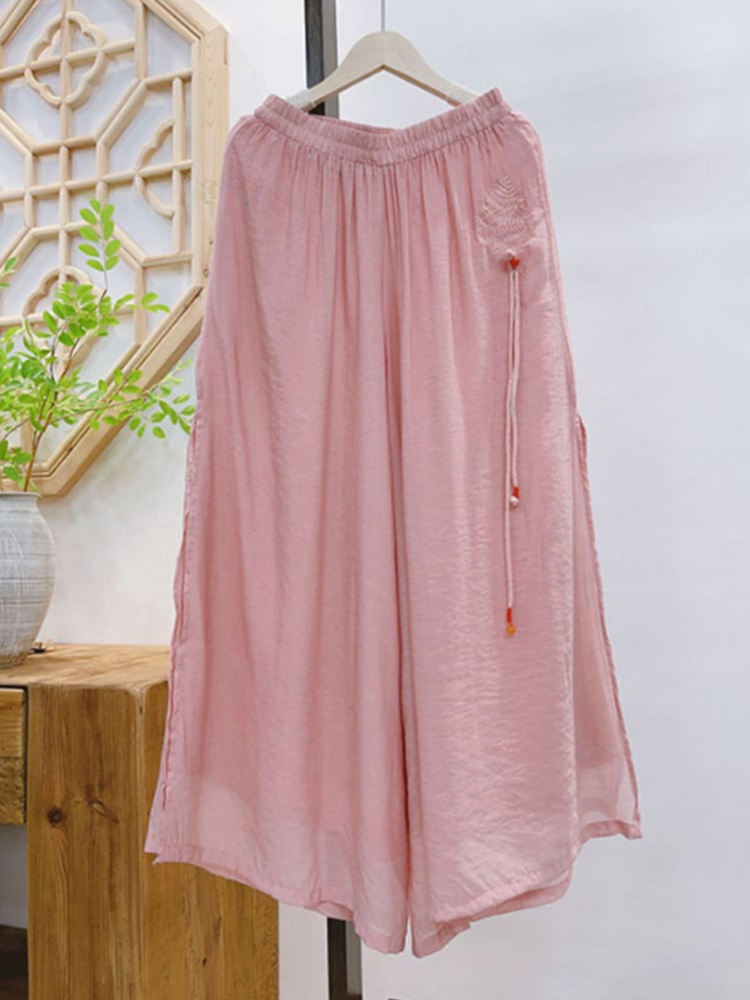 THE ELIANA | EMBROIDERED DOUBLE LAYER SLIT CULOTTES