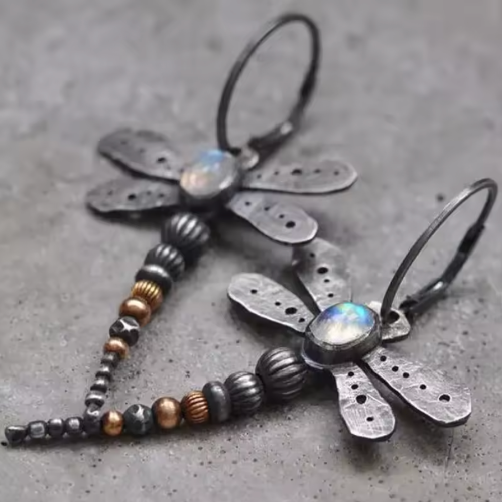 THE LUNARA | MOONSTONE DRAGONFLY EARRINGS