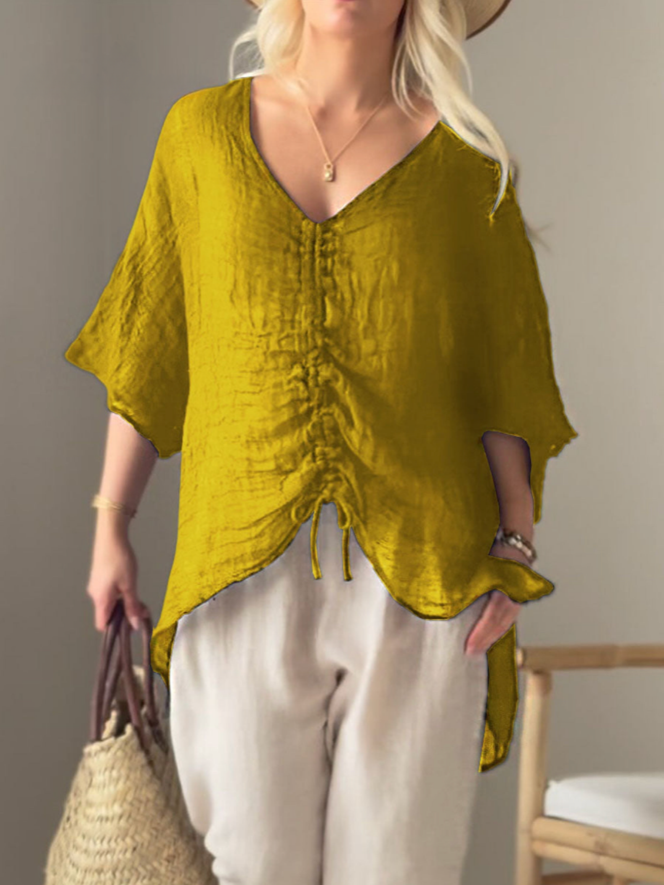 THE MARISE | DRAWSTRING COTTON BLOUSE