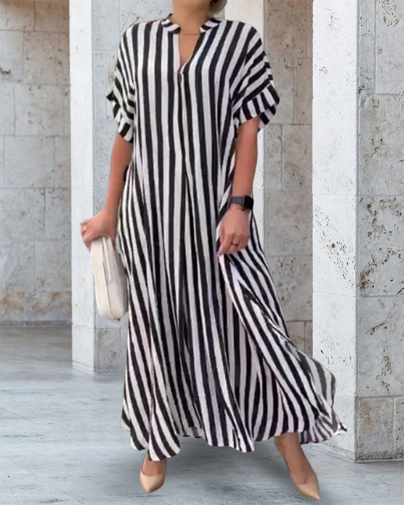 SIENA | STRIPED V-NECK SHIRT DRESS