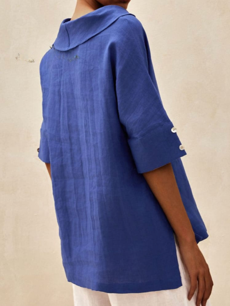 THE LUNARA | CASUAL LINEN V-NECK BLOUSE
