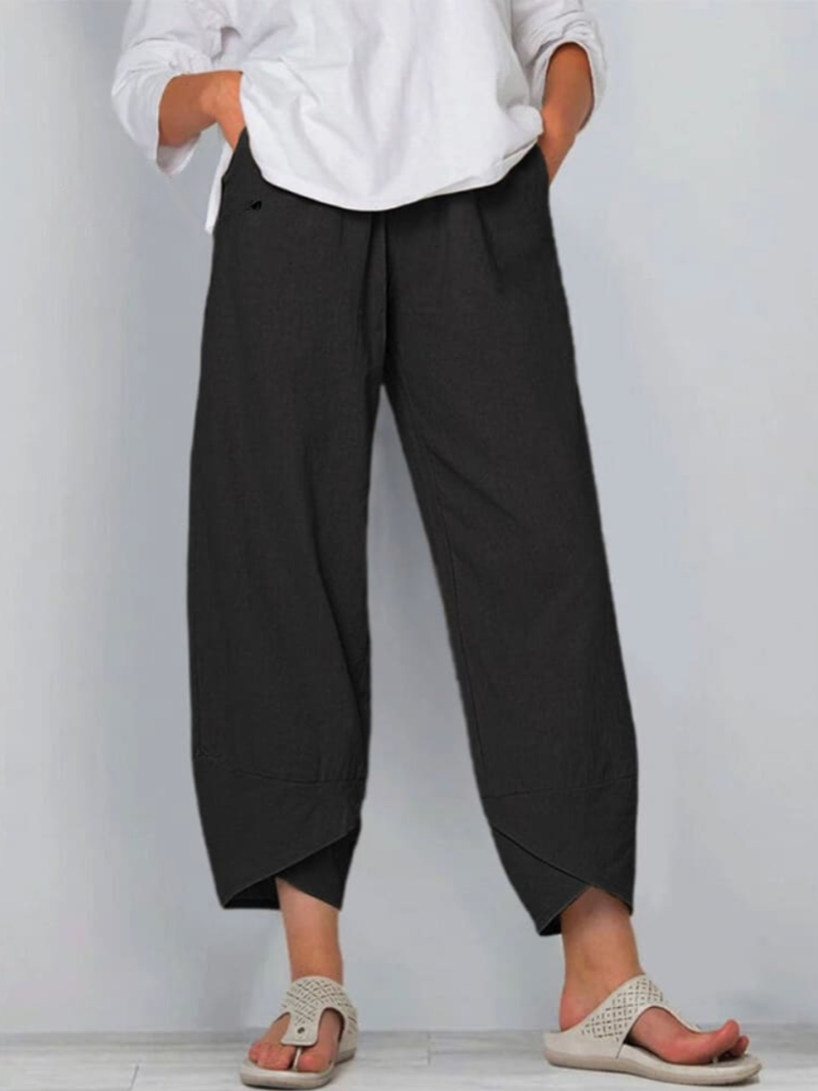 THE ELIORA PANTS | RELAXED COTTON-LINEN NINTH TROUSERS