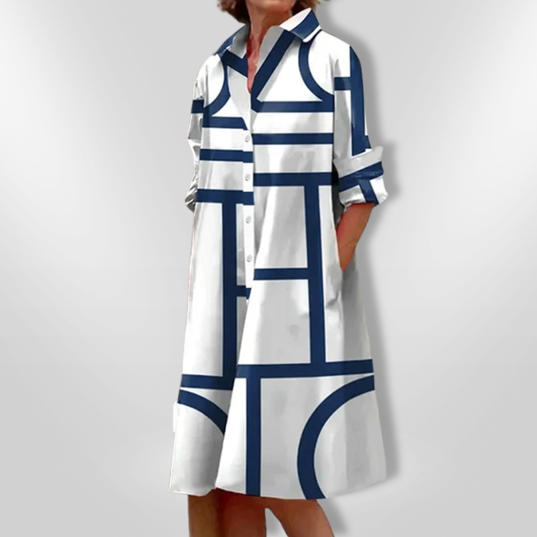THE MARCELLIA | CHIC PRINT FLOWY SHIRT DRESS