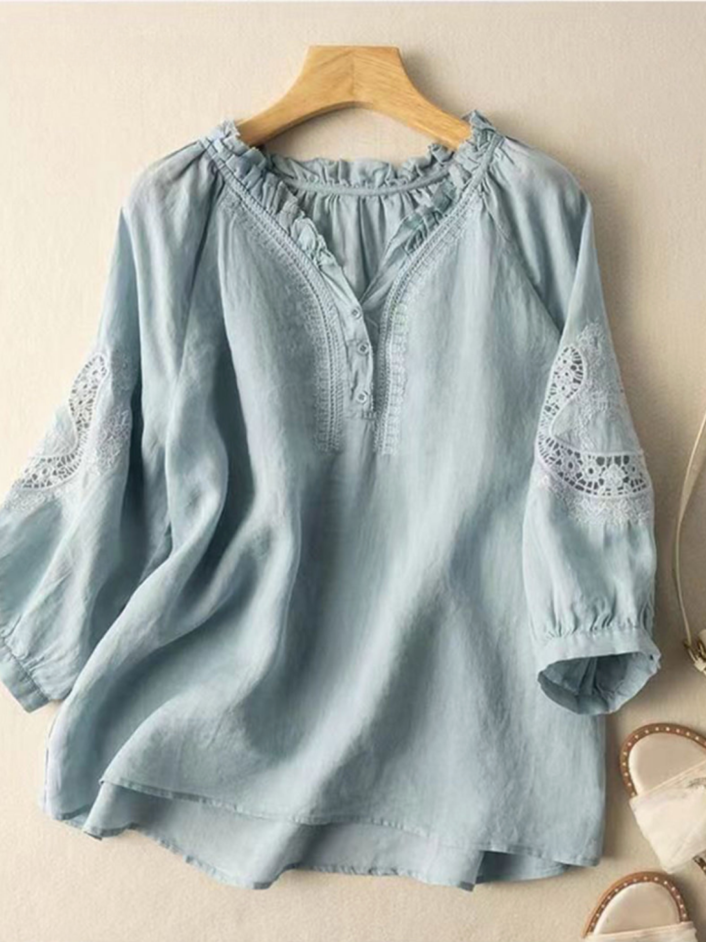 THE AMARA | EMBROIDERED COTTON-LINEN BLOUSE
